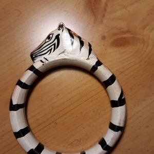 African Hand Carved Zebra Bracelet